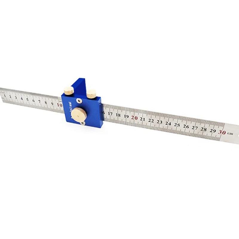 

30cm Scribing Ruler Adjustable 90 Degrees Ruler Measuring Marking Gauge Woodworking Right Angle Ruler with Stop