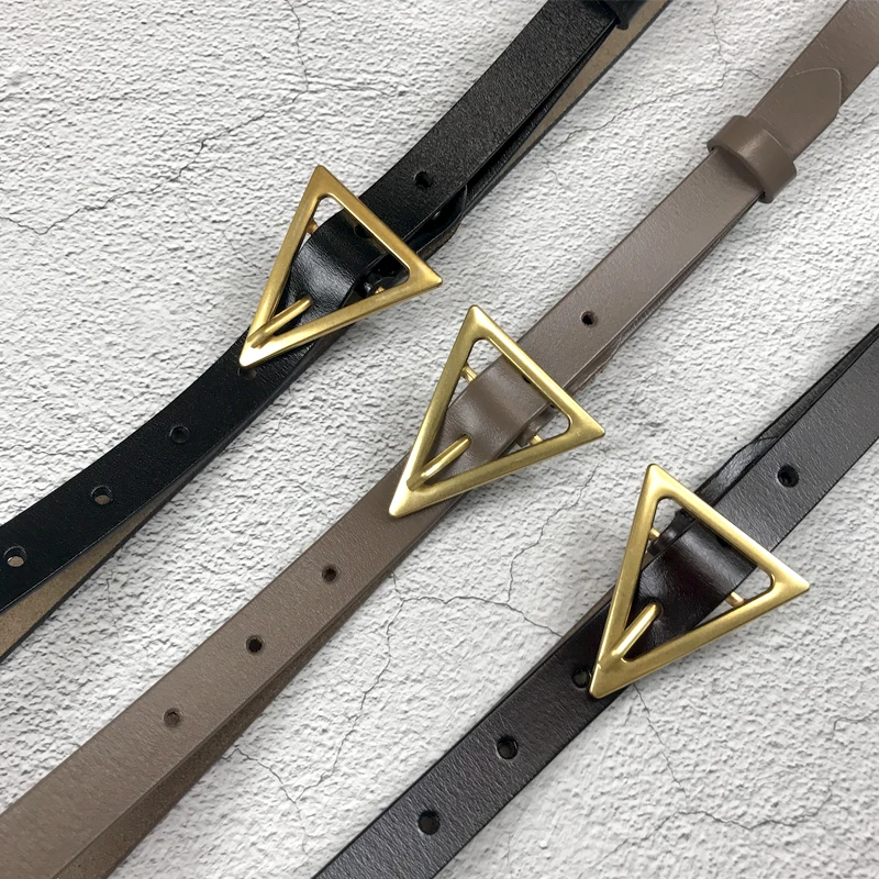 

Luxury designer belts for women genuine leather belt gold triangle buckle ladies waist black ceinture femme waistband 2020 cinto
