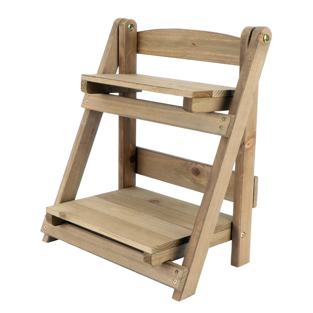 

Two Layer Storage Rack Folding Retro Wood Shelf Simple Bookshelf Creative Plant Storage Holder for Balcony Home Office (Coffee)