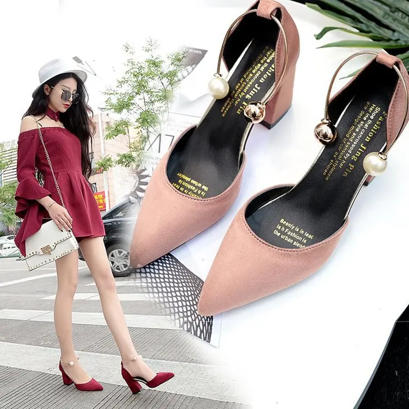 

2019 Fashion Pearl Metal Design Women's Sandals Women's Shallow Mouth High Heels Full Range of Pointed High Heel Ladies Shoes