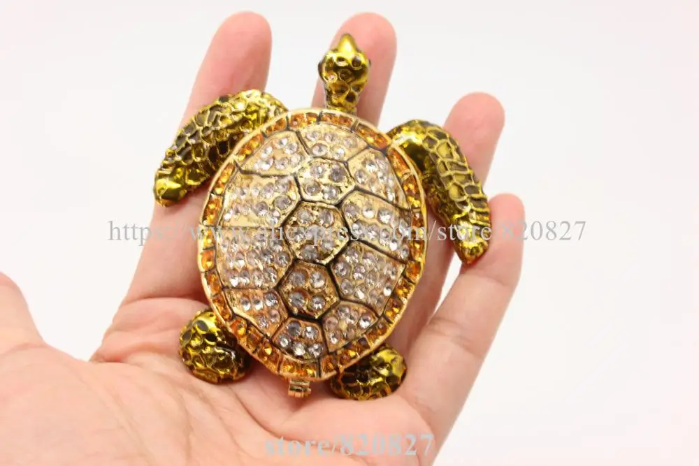 Trinket Turtle Shape Jewelry Box Turtle Trinket Jewelry Box with Crystals Turtle Collectible Crafts