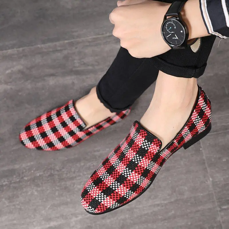 

2021 New Men's Shoes Fashion Trend Daily Wild Color Matching Plaid Classic Simple Set on Comfortable Casual Loafers 3KC202