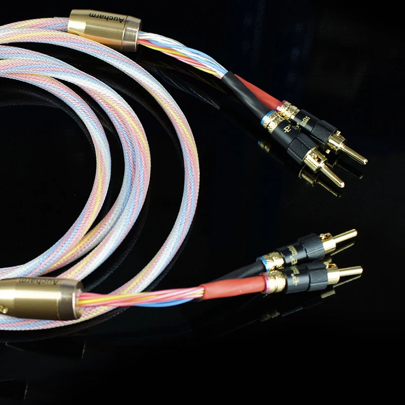 Одна пара Hi-Fi посеребренный кабель для динамиков Hi-end 4N OFC провод систем Y-образный