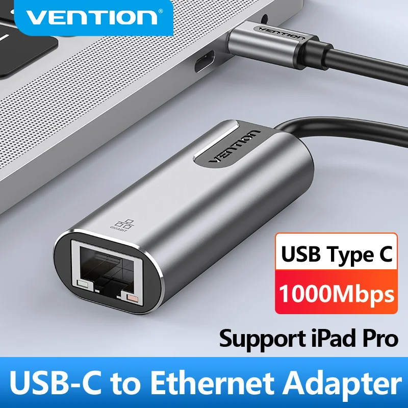 Vention USB C Ethernet Adapter Type C 1000Mbps Gigabit RJ45 Lan การ์ดเครือข่ายสำหรับ MacBook Huawei P40 Pro USB ประเภท C Ethernet