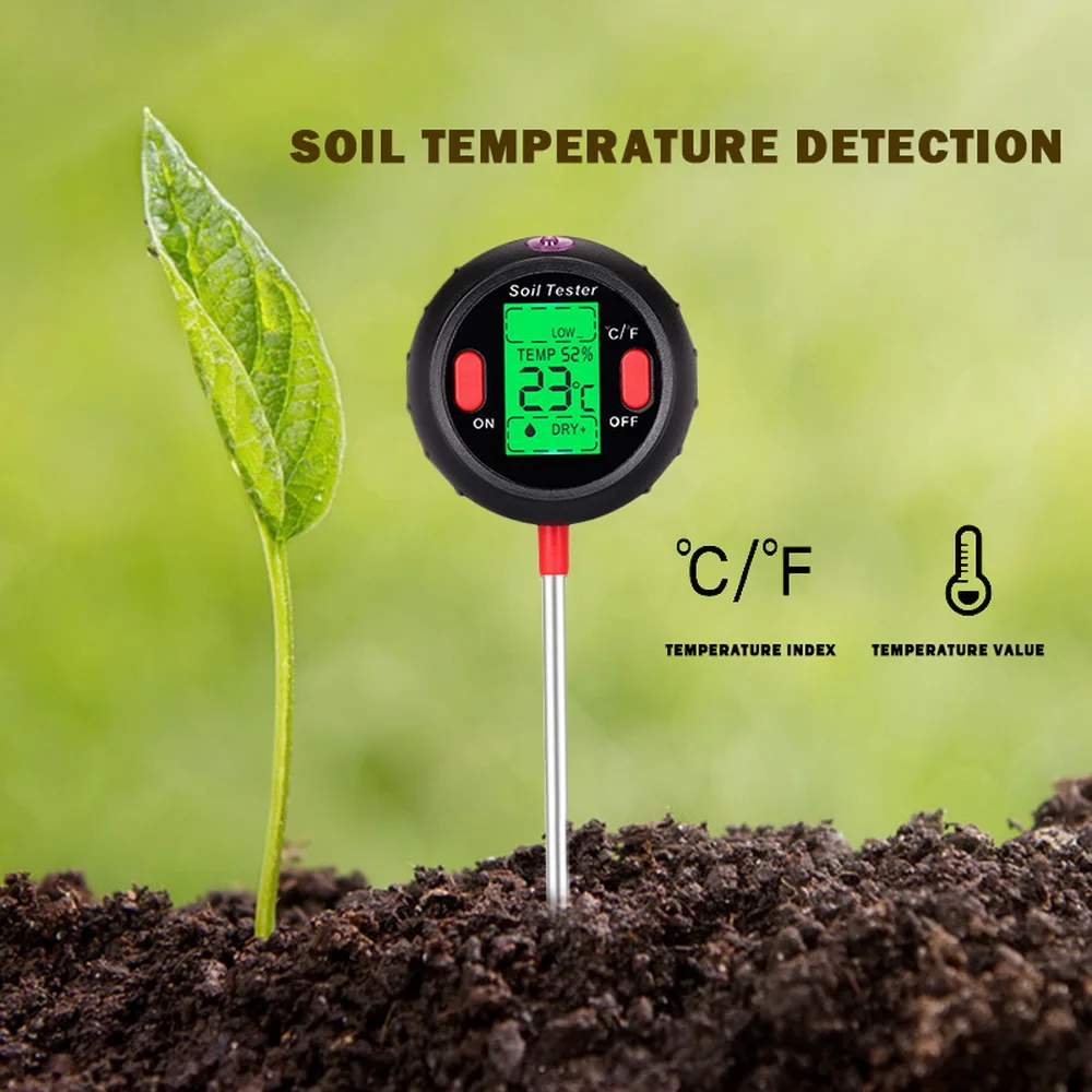 

For Gardening 5 in 1 Soil Ph Meter Digital Tester PH Moisture Meter Temperature Sunlight Intensity Measurement Analysis Acidity