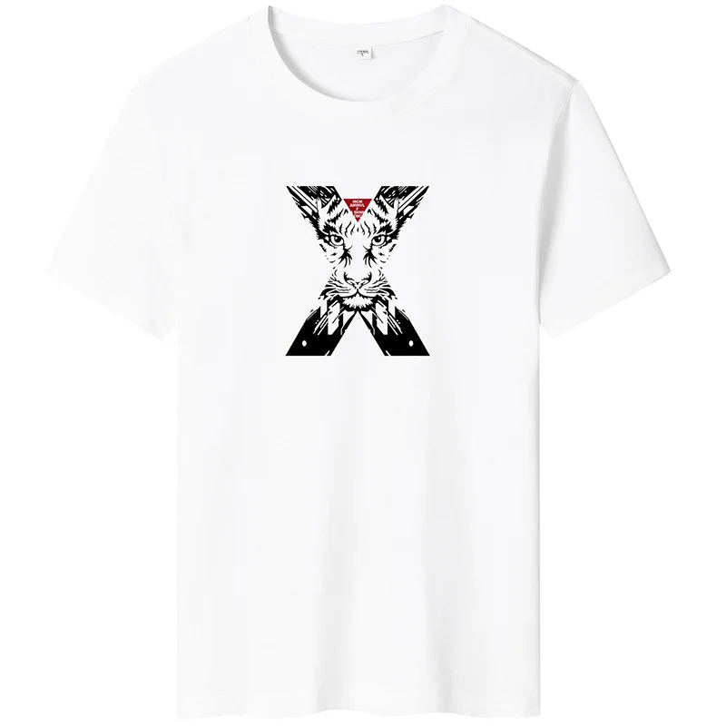 

Riinr 2021 Summer Men's T-Shirt Tiger Print T-Shirt High Quality Simple Short Sleeve Men's Top Solid Color T-Shirt S-6XL