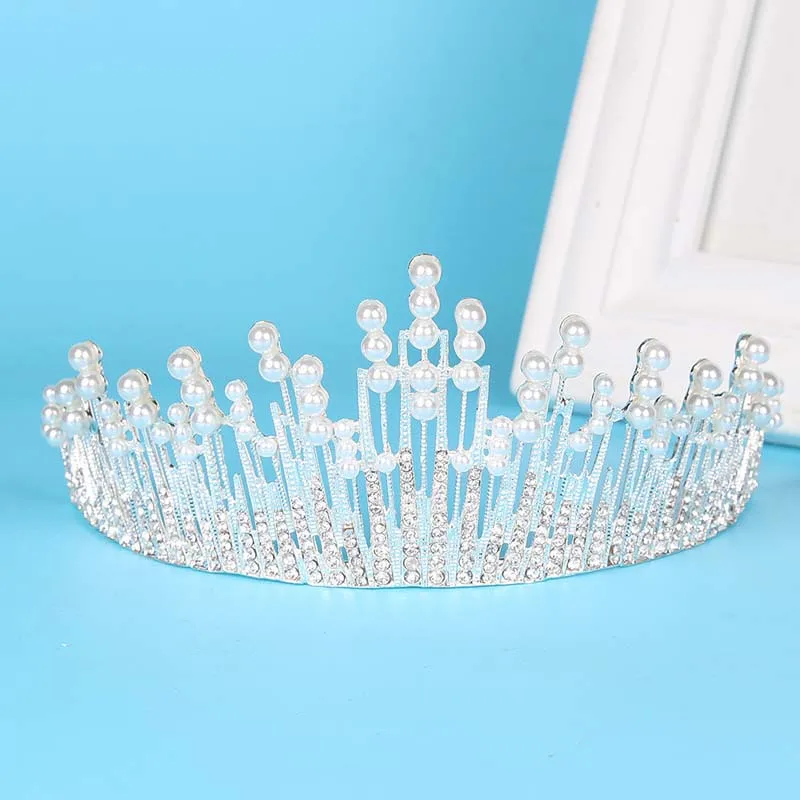 Блестящие диадемы для девочек в стиле барокко жемчужная Корона свадебные