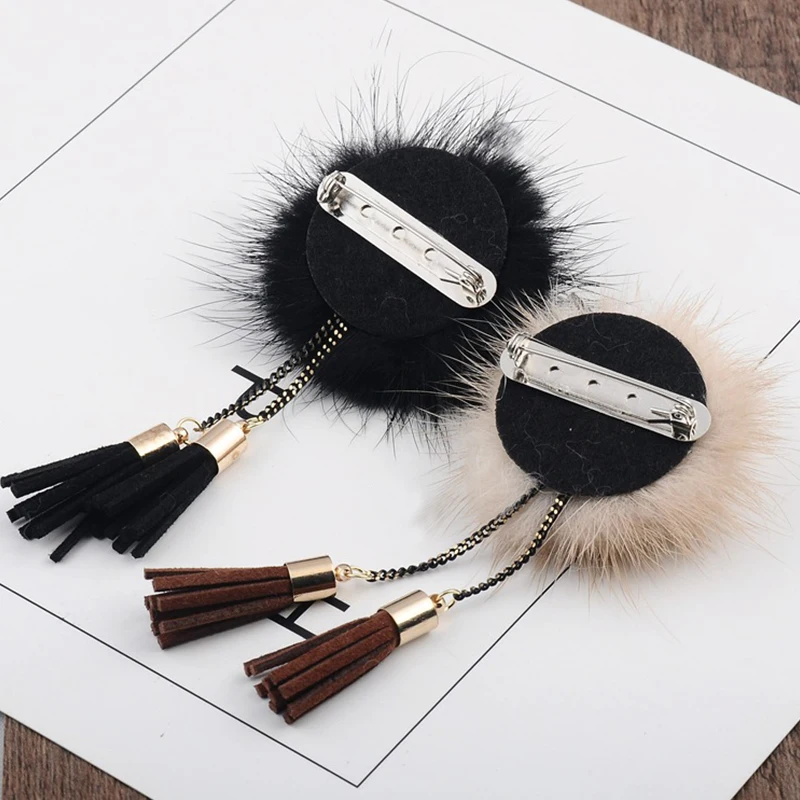 Новинка меховой брошь из шариков для женщин в Корейском стиле бриллиантовые