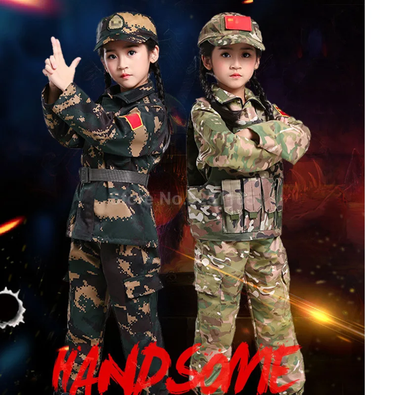 Камуфляжная армейская Униформа на Хэллоуин карнавал военные униформы для детей