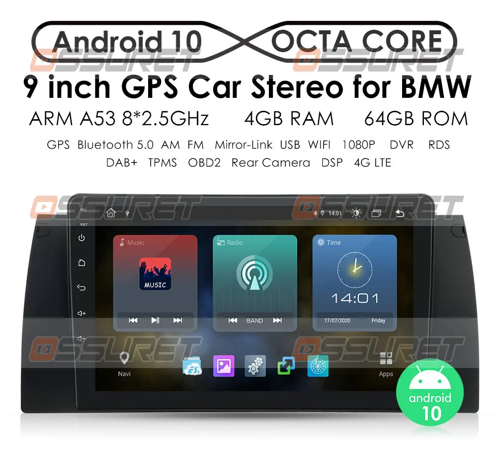 Автомобильный мультимедийный видеоплеер проигрыватель на Android 10 с 9 &quotэкраном GPS