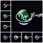 Цепочка с подвеской в виде стеклянного шара с изображением волка и головы волка