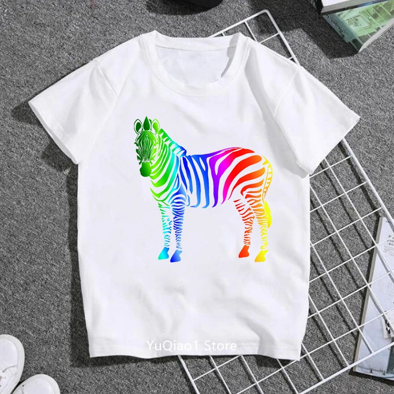 

Watercolor Zebra T Shirt Kids Animal Print Tshirt Summer Child White Short Sleeve Top Baby Boys Girls Clothes From 3 To 13 Years