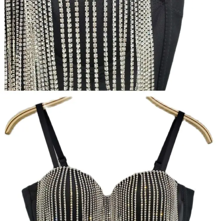 

2021 new Diamond tassel bra waistcoat bustiers&corsets/camisoles&tanks crop tops tank tops sexy bra lace bralette nightclub bra
