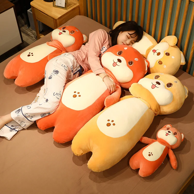 New 45-100cm Fat Soft Husky Shiba Inu Plush Pillow Toy Stuffed Cartoon Animal Dog Doll Sleeping Cushion Girls Kids Birthday Gift