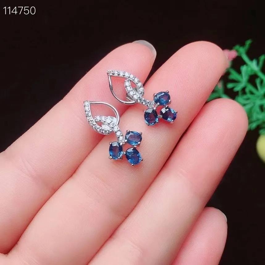 Новое поступление сапфировые серьги 100% натуральный сапфир 925 пробы Серебряное