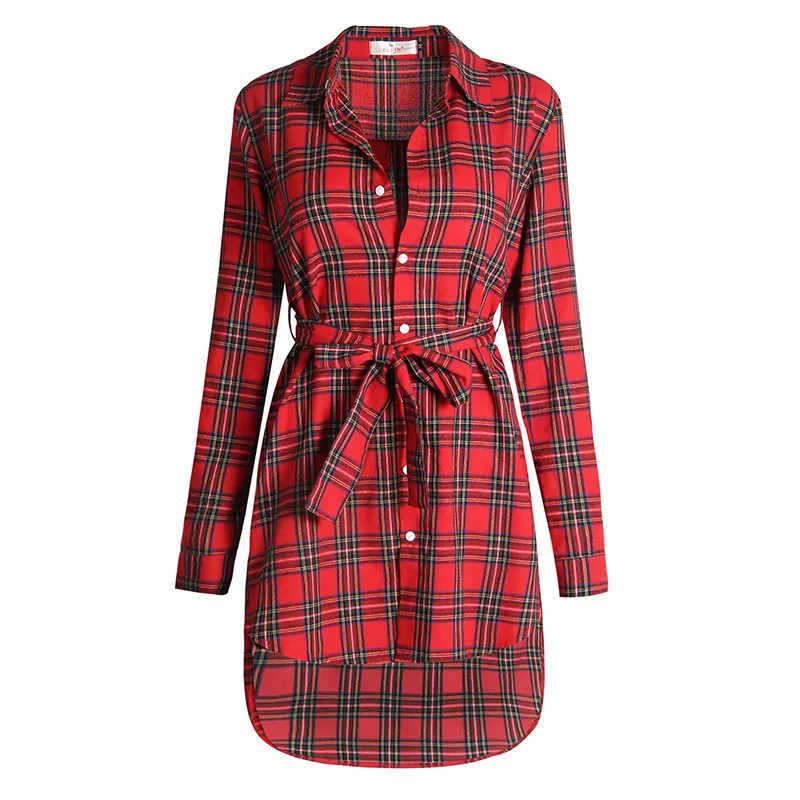 

Spring Autumn Women Irregular Dress Plaid Lace-up Lapel Punk Style Femme Vestidos Casual Single-breasted Office Lady High Street