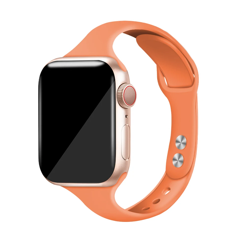 Силиконовый ремешок для наручных часов Apple Watch 38 мм, 42 мм, iwatch, версия 4 полосным 44 мм/40 мм спортивный браслет резиновый ремешок для наручных часов iwatch, версия 5 4 3 2 1 - Цвет ремешка: Papaya