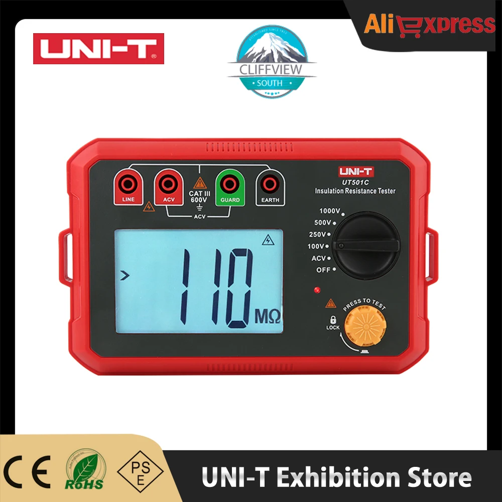 UNI-T Insulation Resistance Tester UT501C  Transformer Generator High Voltage Motor Cable Insulation Test Megohmmeter.