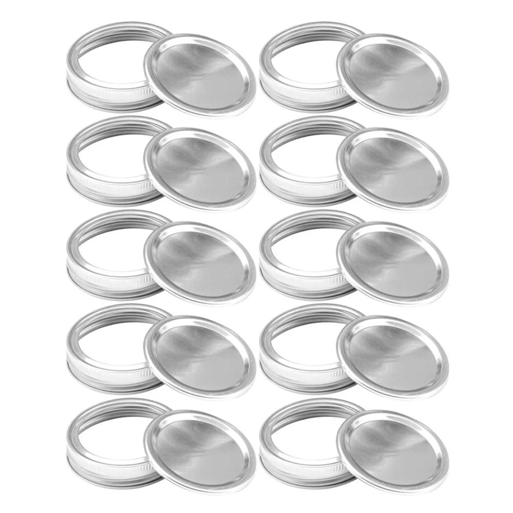 

10pcs/set Leak Proof Metal Canning Jar Lids Compatible With Regular And Wide Mouth Mason Jar