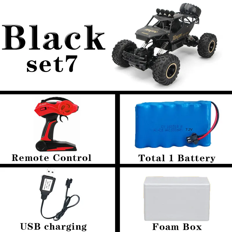 black large set7 1:12 4WD RC автомобили обновленная версия 2,4G радиоуправляемые игрушечные машинки RC багги скоростные грузовики внедорожные Грузовики Игрушки для детей - Цвет: black large set7