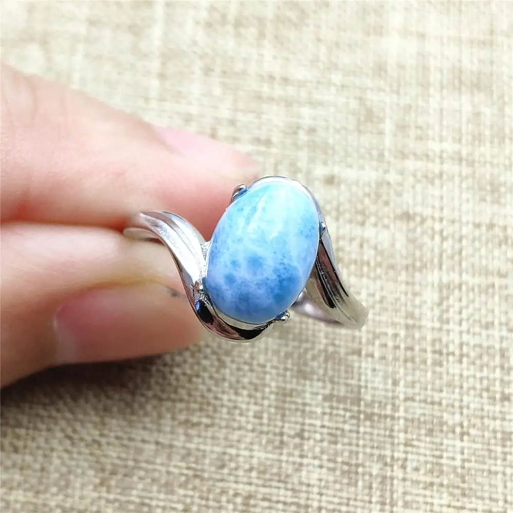 Лучшее натуральное голубое кольцо с ларимаром из стерлингового серебра 925 пробы