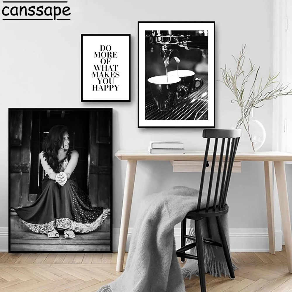 Плакат на холсте Черно-белый модные постеры и принты с сексуальной женщиной