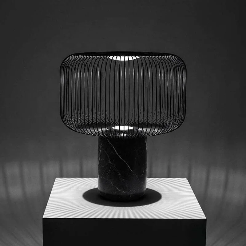 Оптовая продажа мраморная основа Черная Металлическая лампа абажур отель дом