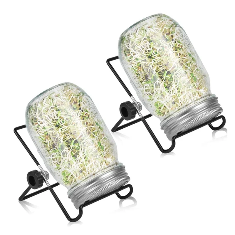 

2 Sets 1000Ml Glass Sprouter Jar,Sprouting Jar Kit for Home Kitchen/Garden,Stainless Steel Lid Mason Pot with Holder