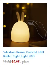 Сенсорный датчик RGB светодиодный ночник с кроликом на батарейках мультяшный силиконовый прикроватный светильник с кроликом для спальни для детей Детский подарок