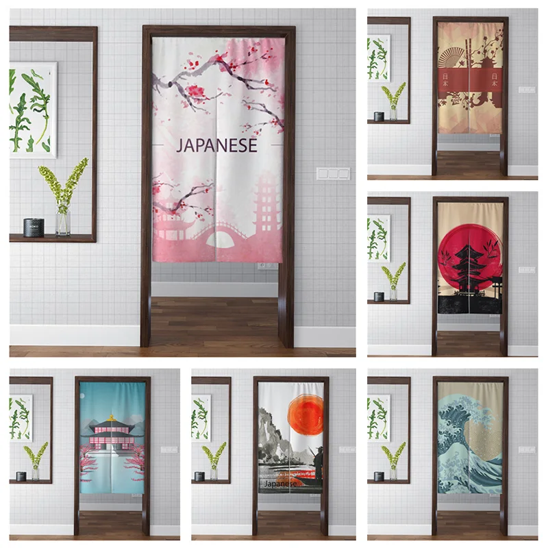 Японская занавеска для дверей из цветущей вишни полудлинная кухонная настенный