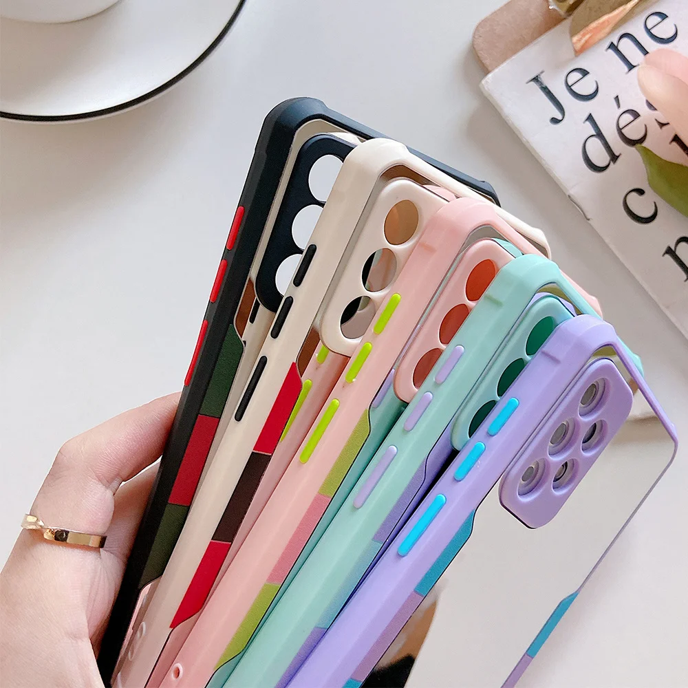 

Mirror Make-up Phone Case For S20 FE S21 S10 Plus A52 A72 A51 A71 A32 A42 Note 20 10 Soft Slicone Bumper Cover
