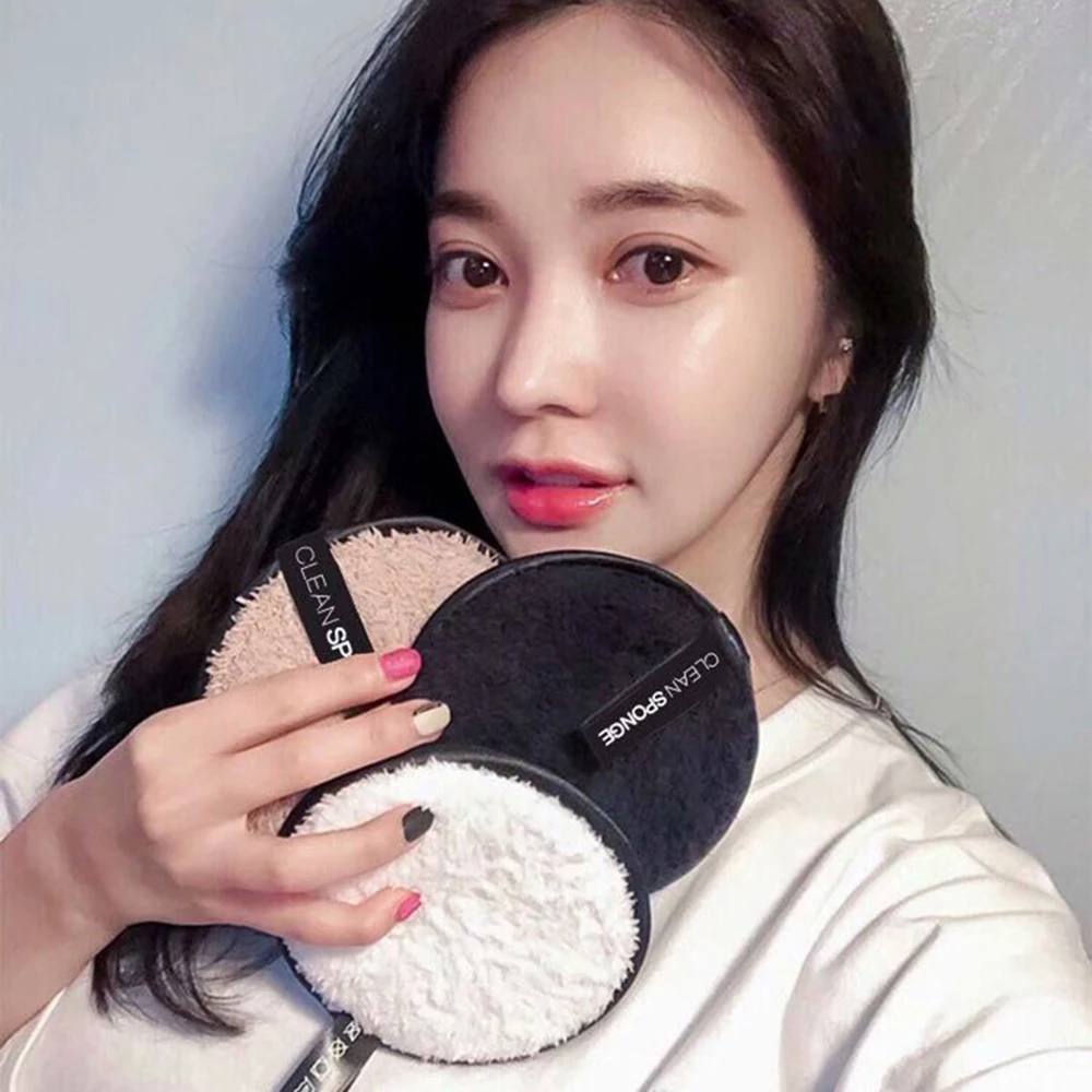 

Black White Soft Microfiber Makeup Remover Towel Face Cleaner Plush Puff Reusable Cleansing Cloth Pads Foundation Face Tools