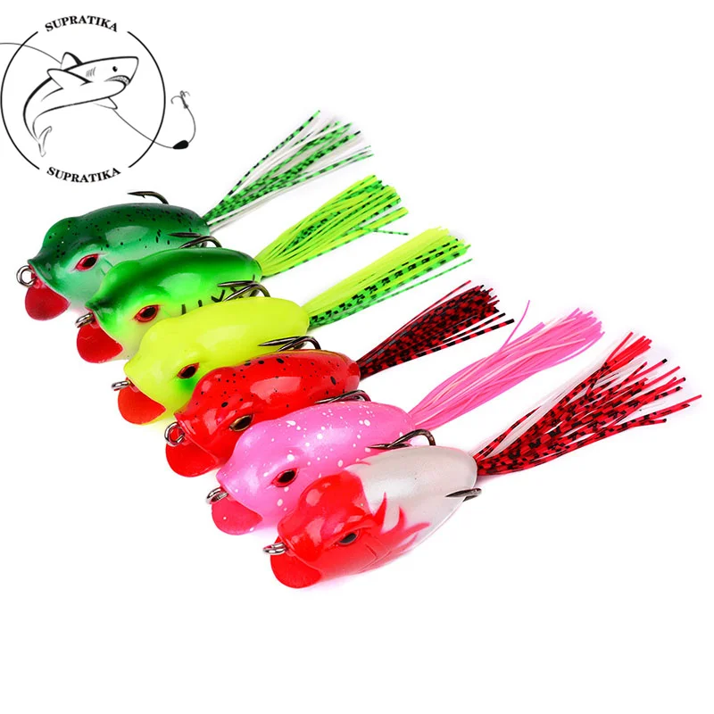 

6pcs/set 16g/6cm Artificial Topwater Thunder Frog Silicone Plastic Soft Bait Anti-corrosion Wobbler 3D Eyes Bionic Bait Fishing