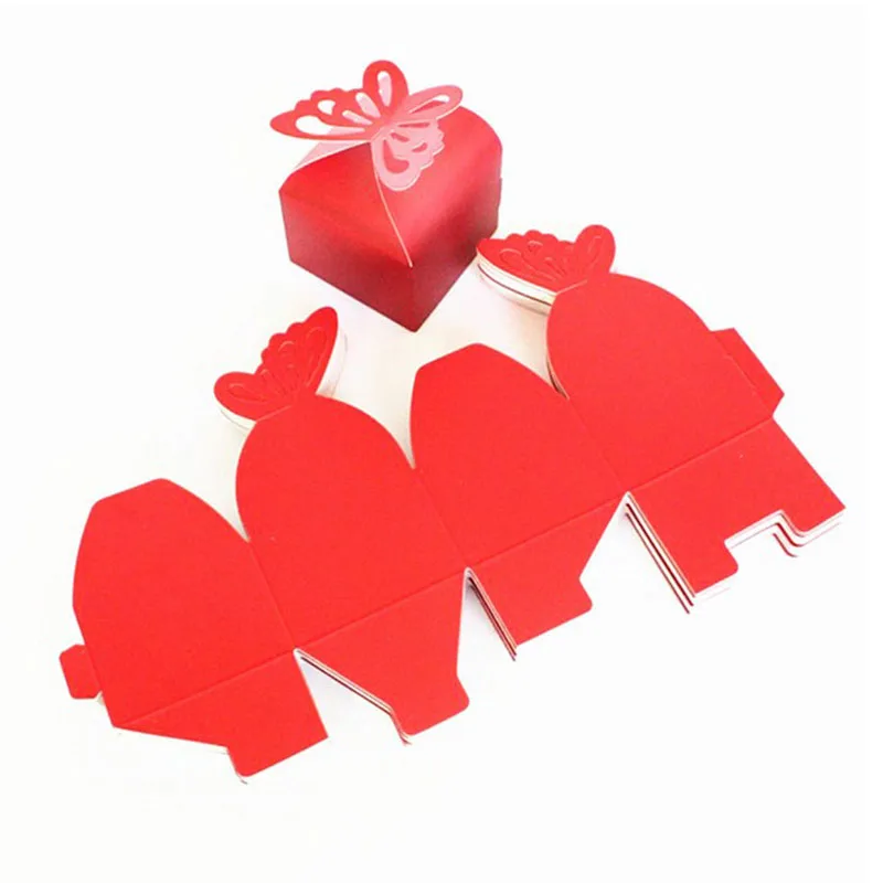 10 шт. коробка для конфет в форме бабочки лазерной резки бумажные подарочные