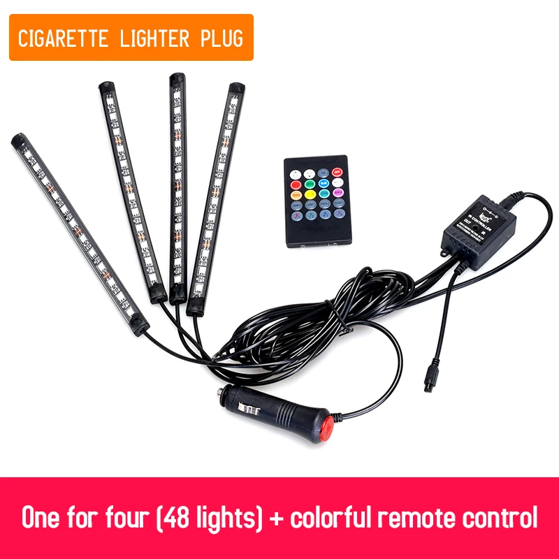 4x12 Cigar remote Светодиодная автомобильная лампа для ног окружающий светильник RGB usb app беспроводной Дистанционное управление музыкой автомобильный интерьерный декоративный неоновый атмосферный светильник s - Испускаемый цвет: 4x12 Cigar remote