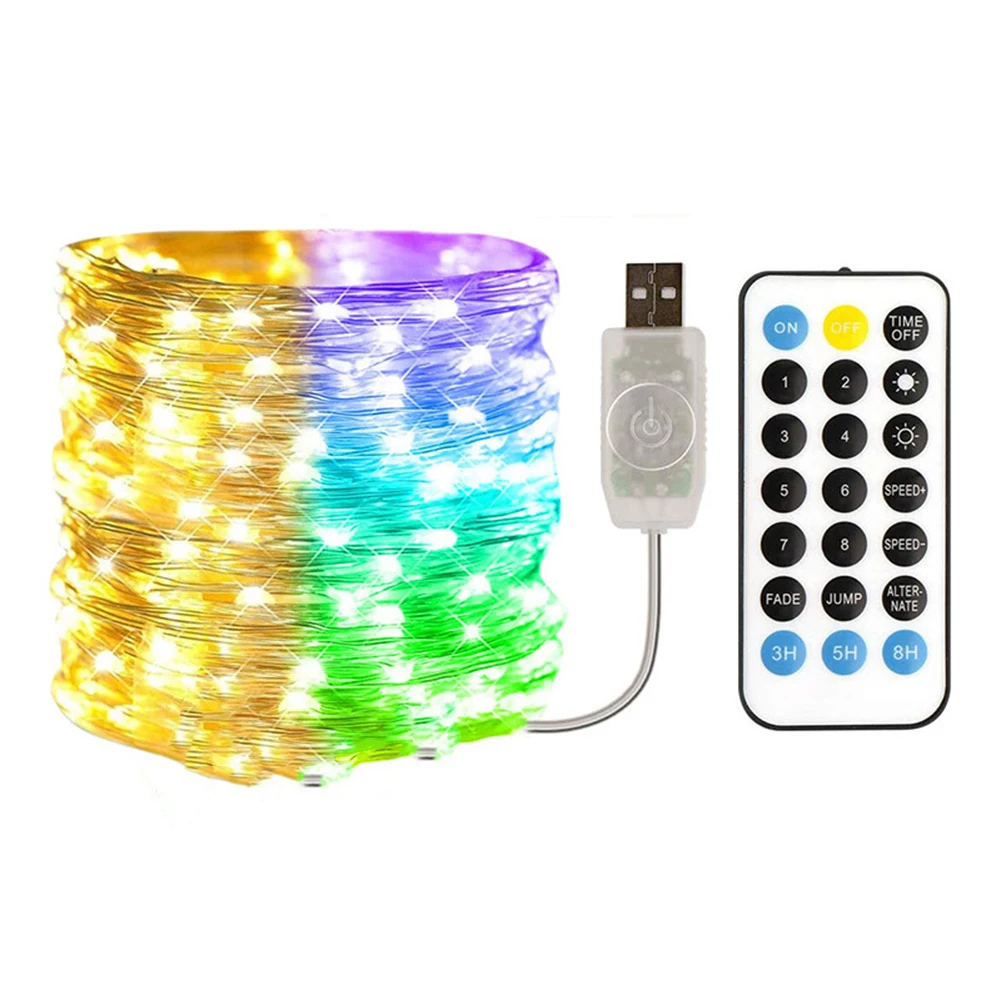 

100LED 10m String Lights Outdoor Colorful Fairy Garland Lamps Garden Decor