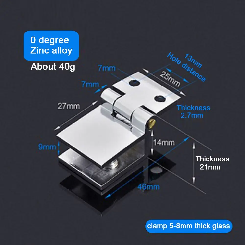 90 180 Degree Bilateral Clip Easy Install Glass Clamp Zinc Practical Durable Cabinet Door Hinge for Bathroom Furniture Cupboard |
