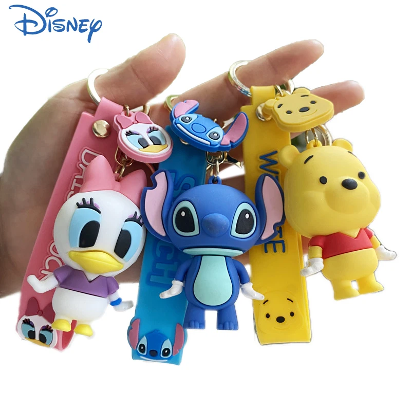 

Cartoon Disney Lilo & Stitch Winnie The Pooh Keychain Tigger Piglet Mickey Donald Duck Schoolbag Action Figures Toy Keyring Gift