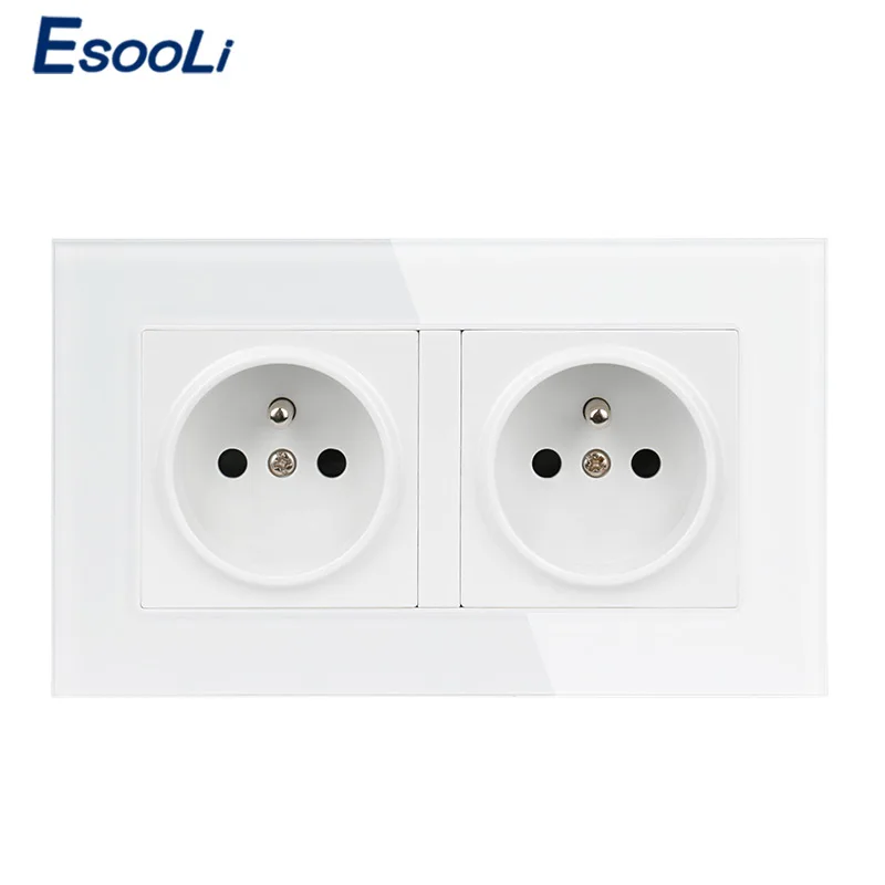 Настенная розетка Esooli 16A с двойным французским стандартом из хрустального стекла