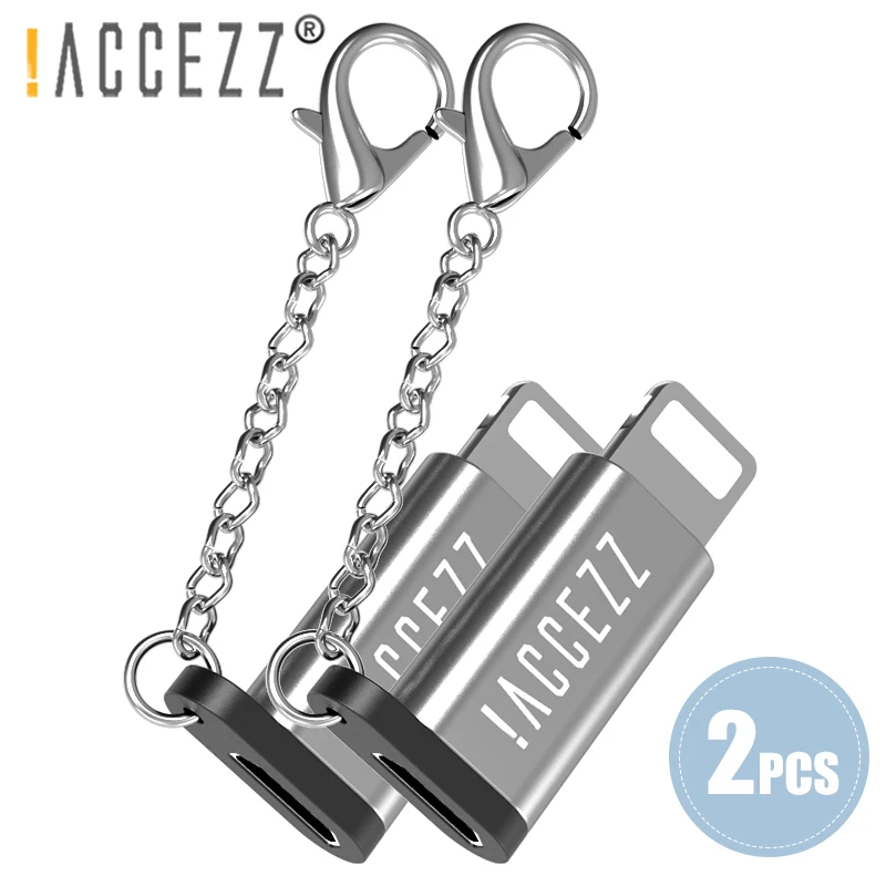 

!ACCEZZ OTG Micro USB lighting Connector Adapter For iPhone X XS XR Max 7 6 8 Plus Sync Data Charger With Key Chain Converter
