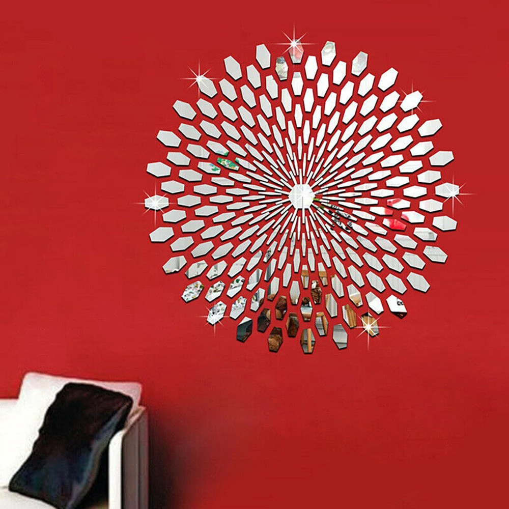 

Room Wall Sticker Waterproof Modern Mosaic 3D Mirror Removable Acrylic