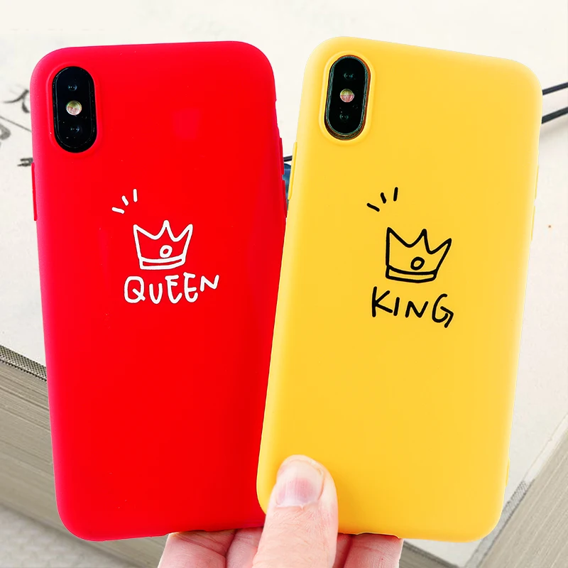 Модные чехлы для сотовых телефонов iPhone 6S 7 8 11 Plus Pro X XS MAX XR плотный чехол King queen Crown