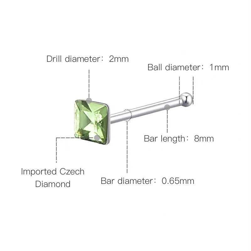 Пирсинг носа из стерлингового серебра 925 пробы женские серьги гвоздики с
