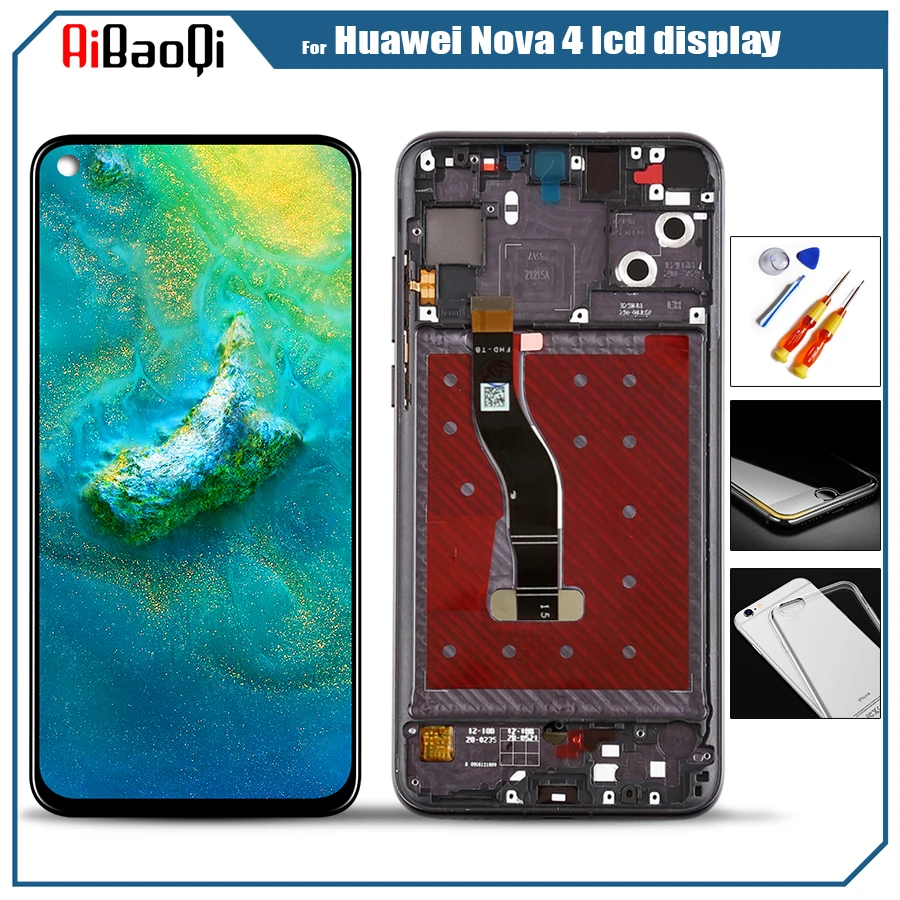 Фото Оригинальный ЖК-дисплей для Huawei nova 4, сенсорный дигитайзер в сборе, nova 4, VCE-L22, ЖК-дисплей №1