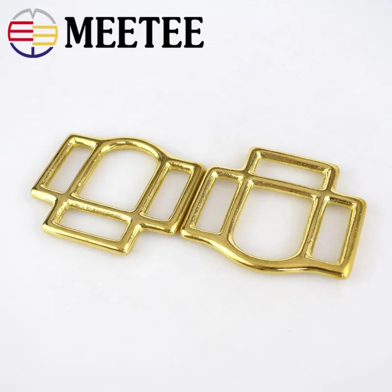 Meetee 2/8 шт. сумки из чистой меди пряжка с Трехходовой латунной пряжкой кожаный