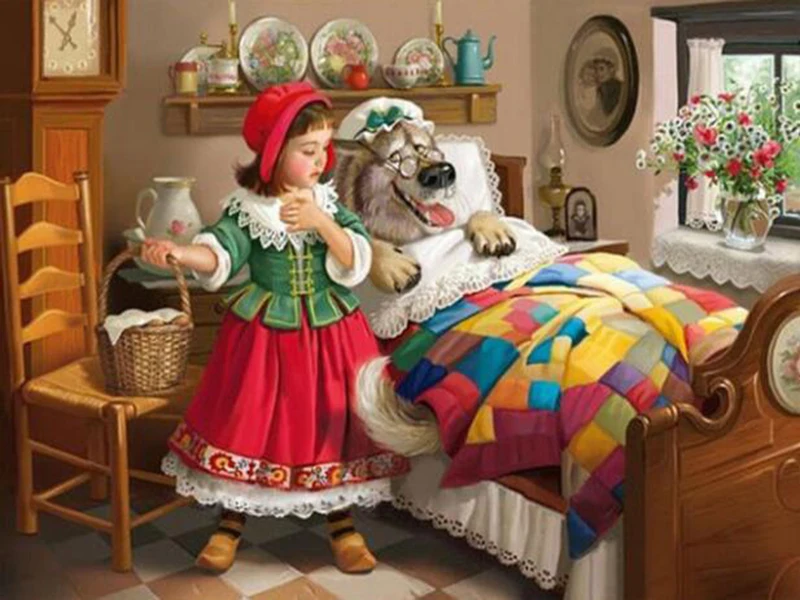 Вышивка крестиком с капюшоном бабушка волка полноразмерная Алмазная вышивка