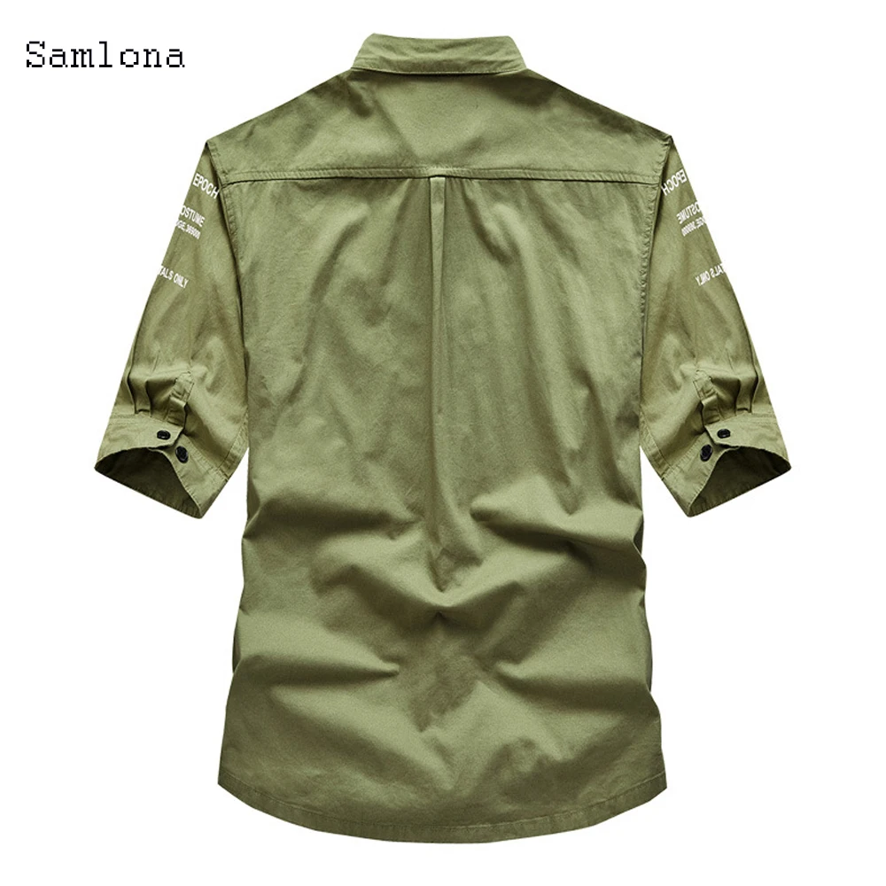 Мужская повседневная однобортная рубашка однотонная свободная полурубашка с