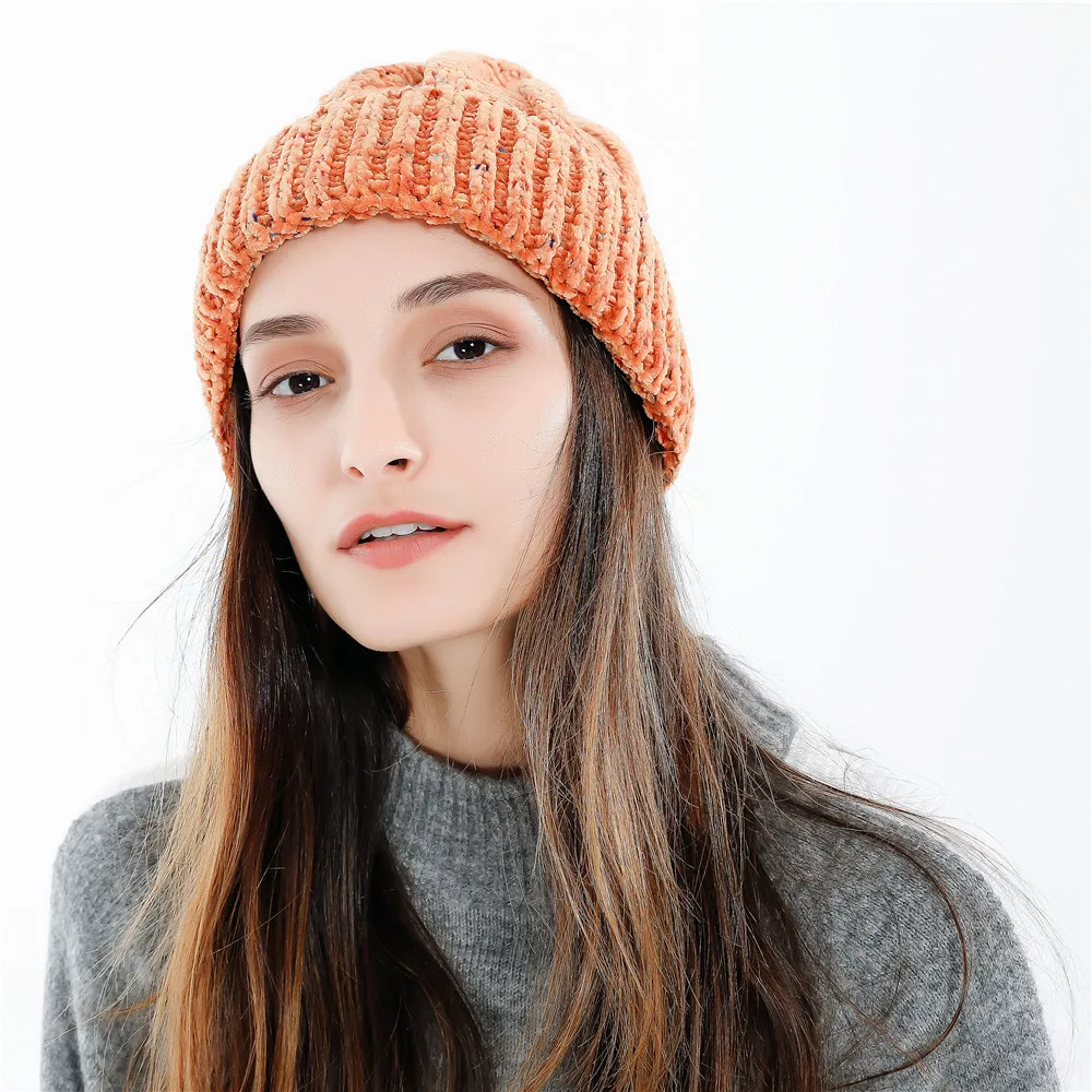 Осенне-зимняя корейская мода чистый цвет шерстяной пуловер и шапка женская