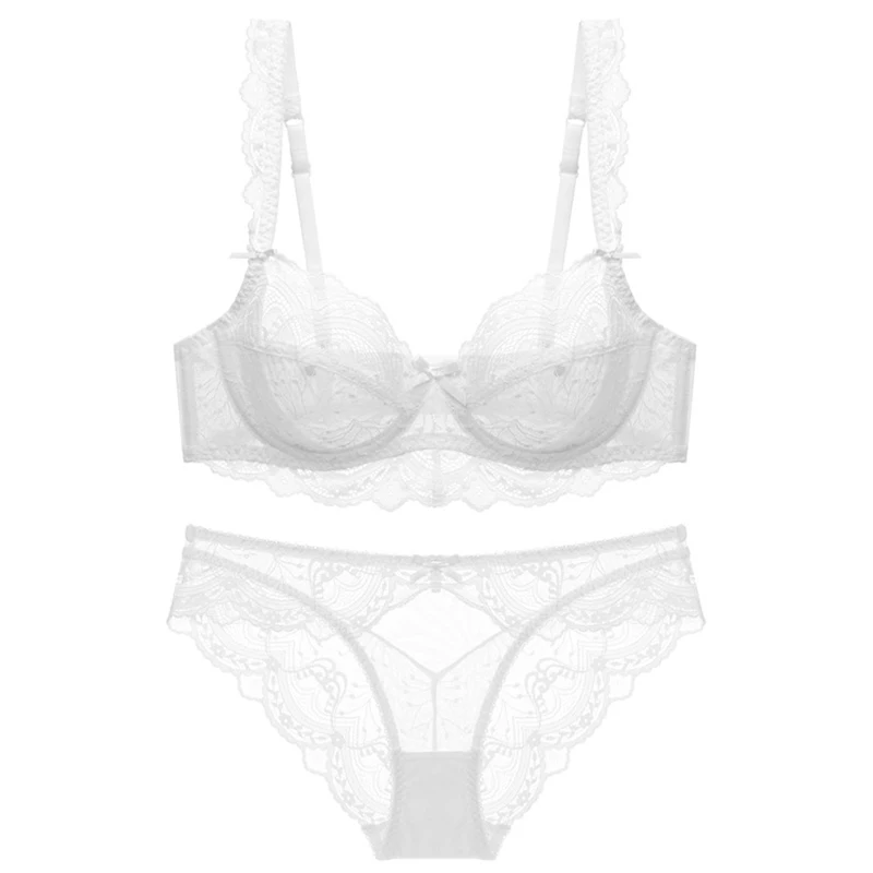 

European Style Sexy Bra Briefs Set Fashion Hollow Out Bra Sexy Lace Underwear Female Push Up Brassiere Invisible Lingerie Set