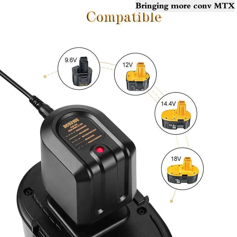 

Newest DC9310S Ni-cd Ni-MH Battery Charger For Dewalt 9.6V 12V 14.4V 18V Series DE9071 Electric Drill Screwdriver Accessory